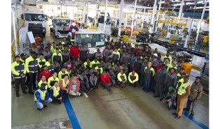 UD Trucks’ first new Croner for Southern Africa lined off from its Rosslyn assembly factory in South Africa